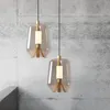 Nordic single head glass pendant lights minimalist dining room study bedroom bedside lamp creative hanging lamp pendant lights