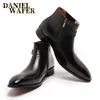 Men's 28 Design echte lederen enkel Hoogwaardige top Zip Buckle Birt Dress Shoes Black Blue Basic Boots Men 201027