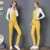 Casual Candy Yellow Denim Jumpsuits Dżinsy Plus Size Fornes for Women Pants Długie paski Rompers 210203