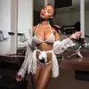 Massage Sexy Lace Cutout See-through Three-Point Bikini Suits Erotic Lingerie Femme Sexy Erotique Porno Extreme Underwear For Women