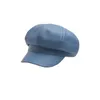 Women039s Chapeau octogonal en cuir PU mat mode coréenne imperméable coupe-vent bérets de couleur unie sauvage bord incurvé casquette à pointe 3147622