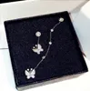 Dinglande diamant zirkoniumfjäril modedesigner asymmetrisk hänge studörhängen för kvinnliga flickor gåvor s sier post