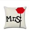 Taie d'oreiller Saint Valentin M. Mme Droite Housse de Coussin Amoureux Couple Coussin Couvre Décoration de Mariage Cadeau Saint Valentin 10 Designs BT971