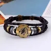 Bracelets en cuir véritable hommes Vintage Party Favor bouton en acier inoxydable douze Constellations corde tressée mâle femme Bracelet RRF13005