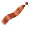 イショウの新着ブラジルのバージンヘア織りの延長8-28インチ女性のための8-28インチ＃350シルキーストレートオレンジ色の色の色のレミー人間の髪の束ペルーの