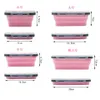 Silicone Lunch Box Set Stackable Bento Food Prep Container Składany Lunchbox Mikrofalowy Kolacja Przechowywania Pojemniki szczelne Y200429