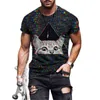 T-shirt herr polo skjorta mode 3d katt tryckta män t-shirt sommar uggla casual kortärmad o nacke op stora skjortor kläder tee 220301