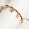 Tornozeleiras europeia e americana moda jóias ins borboleta anklet criativo brilhante diamante claw blay ornamentos de pé