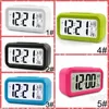 Plastique Muet Réveil LCD Horloge Intelligente Température Mignon Photosensible Chevet Numérique Réveil Snooze Veilleuse Calendrier BH4298 WXM