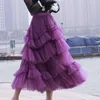 Tulle Skirts 임신을위한 출산 바닥 4 개월 미만의 공식 행사 얇은 의류 검은 보라색 스커트 사진 복장