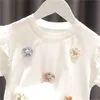 Baby Girls T-shirts Cotton Children Short Sleeve Flower Tops Summer Kids Clothes Girl Shirt For Infant Toddlers 20220302 Q2