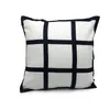 9 panel pillow cover Blank Sublimation Pillow case black grid woven Polyester heat transfer cushion cover throw sofa pillowcases KKB4177