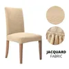 Jacquard Plain Dining Chair Covere Spandex Elastic Köksstol Slipcover Case Stretch Fabric Stolskydd för Bröllopshändelser Hotell Bankett