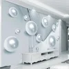 Beställnings- foto tapet 3d stereoskopisk rymd cirkel boll kreativ modern vardagsrum soffa TV bakgrund konst väggmålning blå