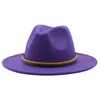 新しい男性女性ワイドブリムウールはベルトバックルジャズTrilbyキャップパーティーフォーマルトップ帽子ホワイト、ブラックのFedora Panama Hat