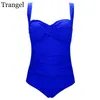 Maillot de bain femme Trangel une pièce maillot de bain grande taille femmes 2021 été maillots de bain Push Up maillots de bain rétro maillot de bain Monokini1