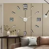 3D DIY Wall Clock Frameless Large Modern Art Wall Clock Home Decoration Mute Mirror Wall Acrylic Stickers for Living Room Bedroo T200601