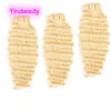 Yirubeauty 10 Paket Malezya İnsan Saç Uzantıları Sarışın Derin Kıvrımlı Dalga On Parça 10-30inch 95-100G/PARCE 613#