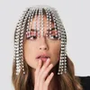 Stoneefans lyx rhinestone panna headpiece tofs chain för kvinnor handgjorda hatt kristall huvudband bröllop hår tillbehör j0113