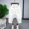 Vår Höst Pure Bomull Boys Jeans Ny 2021 Koreansk version Mode Cowboy Stretch Pants All-Match Barnens Denim Trousers G1220