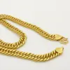 10mm Широкий двойной Снаряженная цепи Твердые 18k желтого золота Заполненные мужские цепи ожерелье 24in