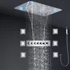 Bathroom Music Shower Set LED Shower Head Panel Multi Functions Thermostatic Diverter Valve Faucets With Massage Body Jets