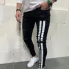 Men's Jeans Men Skinny Denim Biker Side Striped Mens Ripped Pants Destroyed Hole Scratched Zipper Slim Fit Jean Trousers266T