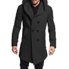 Herrullrock Höst Vinter Mens Lång Trench Coat Bomull Casual Woolen Men Overcoat Mens Coats och Jackor S-3XL ZOGAA