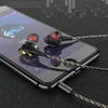 NEW 3.5MM Jack Earphones Headphones Dual Moving Coil Iron Stereo Bass Wired Earbuds With Microphone