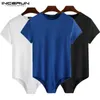 Herrmode Body T-shirts Sexig Fritid Kortärmad O-hals Fitness T-shirt Herr Enfärgad Bekväma underkläder 5XL INCERUN1