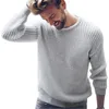 メンズソリッドカラー編みセーターファッショントレンド長袖ラウンドネックプルオーバーセーター男性春プラスサイズ緩いカジュアルボトボーントップ
