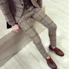 Männer Anzüge Blazer Herbst Winter Herren Plaid Hosen Britischen Slim Fit Kleid Männer Plus Größe Pantalon Carreaux Homme Casual form230G