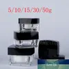 5g 10g 15g Empty Square Acrylic Cream Jar Packaging Bottle with Black Lid Transparent Small Container Sample Cosmetic Cream Pot