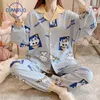 Dianruo Spring Autumn Kawaii Pajamas Women Long Sleeve Home Clothes Corean Sweet Cute Cartoon Princess Pajama Set Q379 201114