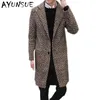 Men's Wool & Blends Wholesale- Fashion Medium Long Cashmere Coat Men Brand-Clothing Turn-down Collar Jacket Overcoat Men's Coats