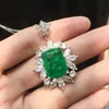 Wong Rain Vintage 100% 925 Sterling Silver Created Moissanite Emerald Gemstone Wedding Pendent Halsband Fina smycken Hela LJ2265O