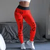 Mulheres Esportes Calças Hight Cintura Letra Completa Impresso Push Up Running Fitness Gym Yoga Calças Apertado Lápis Legging T200601