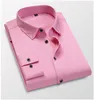 간단한 핑크 화이트 신랑 셔츠 남자 프랑스 커프스 단추 웨딩 셔츠 남성 정장 착용 줄무늬가 복장 긴 소매 캐주얼 남성 브랜드 슬림 피트 커프 드레스 셔츠