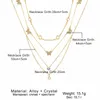 BOHO Многослойная цепочка Crystal Crystal Ожерелья для Женщин Золотой Цвет Бабочка Ожерелье Мода Горный Хрусталь Кулон Ожерелье Подарок Ювелирных Изделий