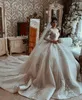 Bescheidenes Ballkleid 2021 Brautkleider mit langen Ärmeln, Spitze, Perlen, Juwelenausschnitt, Brautkleider, Vintage-Arabisch, Übergröße, Robes de Mari￩e AL7191