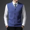 Mens Sleeveless Sweater Vest Winter Fashion Slim Men Knitted Vests Bussiness Casual Solid Color Male Waistcoat Wool Clothing 211221