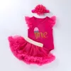 INS Tutu Pantskirt Barboteuse Bandeau 3pcs Filles Sans Manches Photographie Enfants Halloween Princesse Fête Vêtement Tulle Bulle Bébé Anniversaire Robe