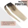 Balayage Human Hair Ponytail Virgin Brazilian Rap round Ponytail extensionsのクリップ