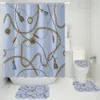Set di tende da doccia stampate in 3D con motivo classico Tappetino antiscivolo Tappetino da bagno Coperchio del coperchio del water Set di accessori da bagno con 12 ganci 201030