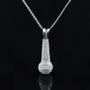 Hip Hop Iced Out Microphone Pendant Necklace 2 Colors Rhinestone Necklace for Men/ Women Fashion Jewelry