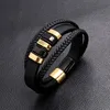 Bijoux créatifs bicolores en acier inoxydable aimant boucle bracelet en cuir pour hommes simple bracelet étudiant