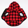 Glorious Kek Plaid Dog Clothes Winter Fleece Jacket Varma rockar med avtagbart huvdjur för små medium stora S Y200330