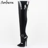 Sorbern Crotch Crotch High High Stivali da donna Locakble con cerniera posteriore 18 cm Spike High Heel Caving Cins Ladyboy Boot per coressdress