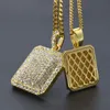 Bling Bling Diamond Dog Tag Iced Out Wisiorek Naszyjniki Gold Cuban Link Łańcuch Moda Hip Hop Biżuteria z pełnym Rhinestone