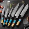 XITUO Damascus Chef Knife Set Professional Kitchen Knife Cleaver Slicing Utility Knive Stable wood&resin Handle Cooking Tools